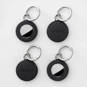 🎁 Heyday Apple AirTag Keychain Holder Set 4 Pack Black Silicone Case Gift 🆕